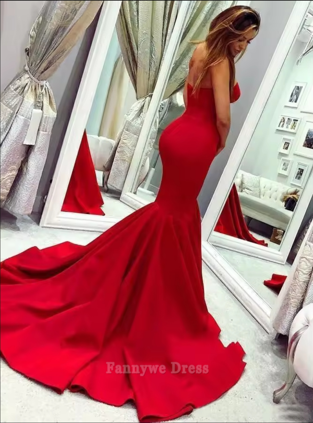 Sirena Último Elegante Escote Corazón Sin Tirantes Vestidos Largos Formales Vestidos de Dama de Honor Vestido de Noche Vestido de Fiesta
